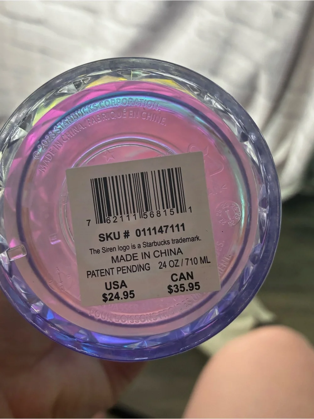 Starbucks Iridescent Purple Tumbler with‎ Pink Mickey Ears Lid